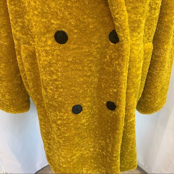 ZARA NWOT mustard yellow oversized teddy coat size extra small - Picture 10 of 15